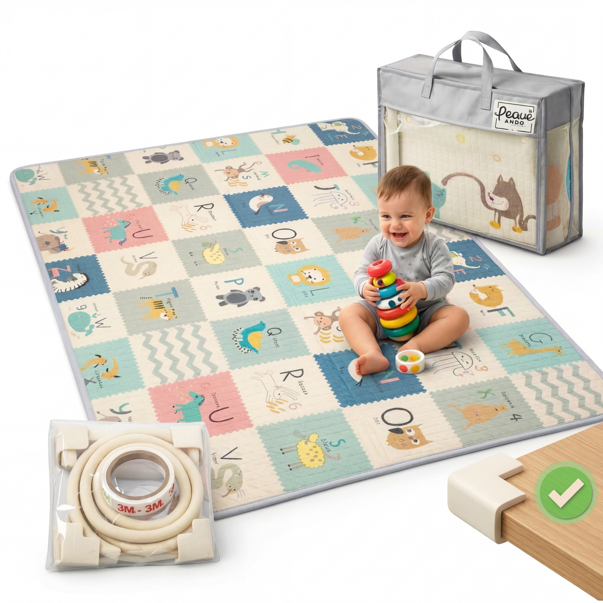 Alfombra acolchada infantil + kit antigolpes foto 2