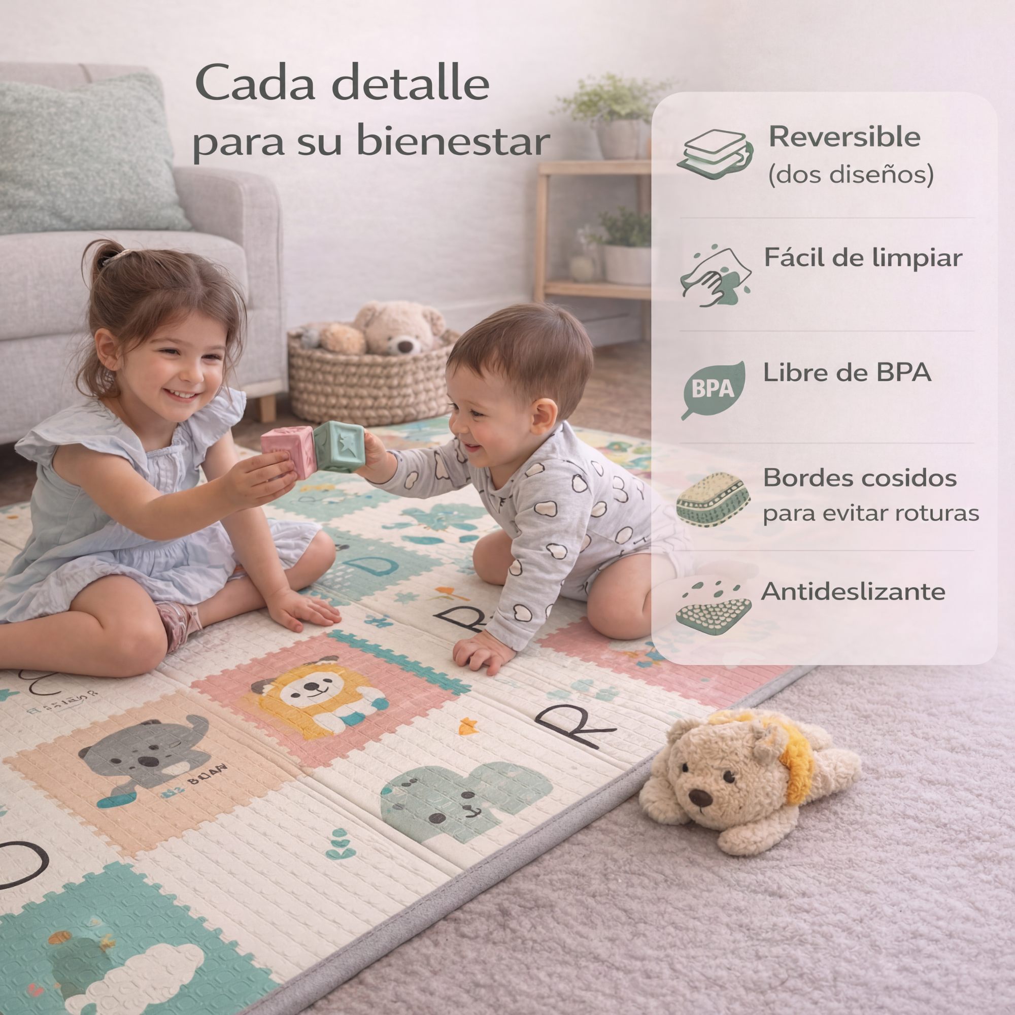 Alfombra acolchada infantil + kit antigolpes foto 4