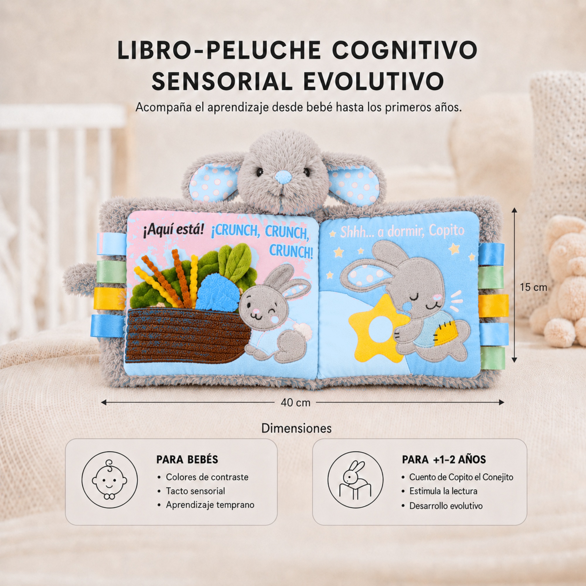 Librito azul sensorial para bebé foto 4
